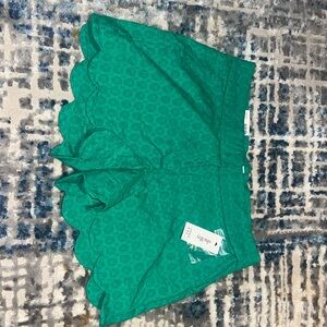 Crown & Ivy High Waist Scalloped Green Shorts